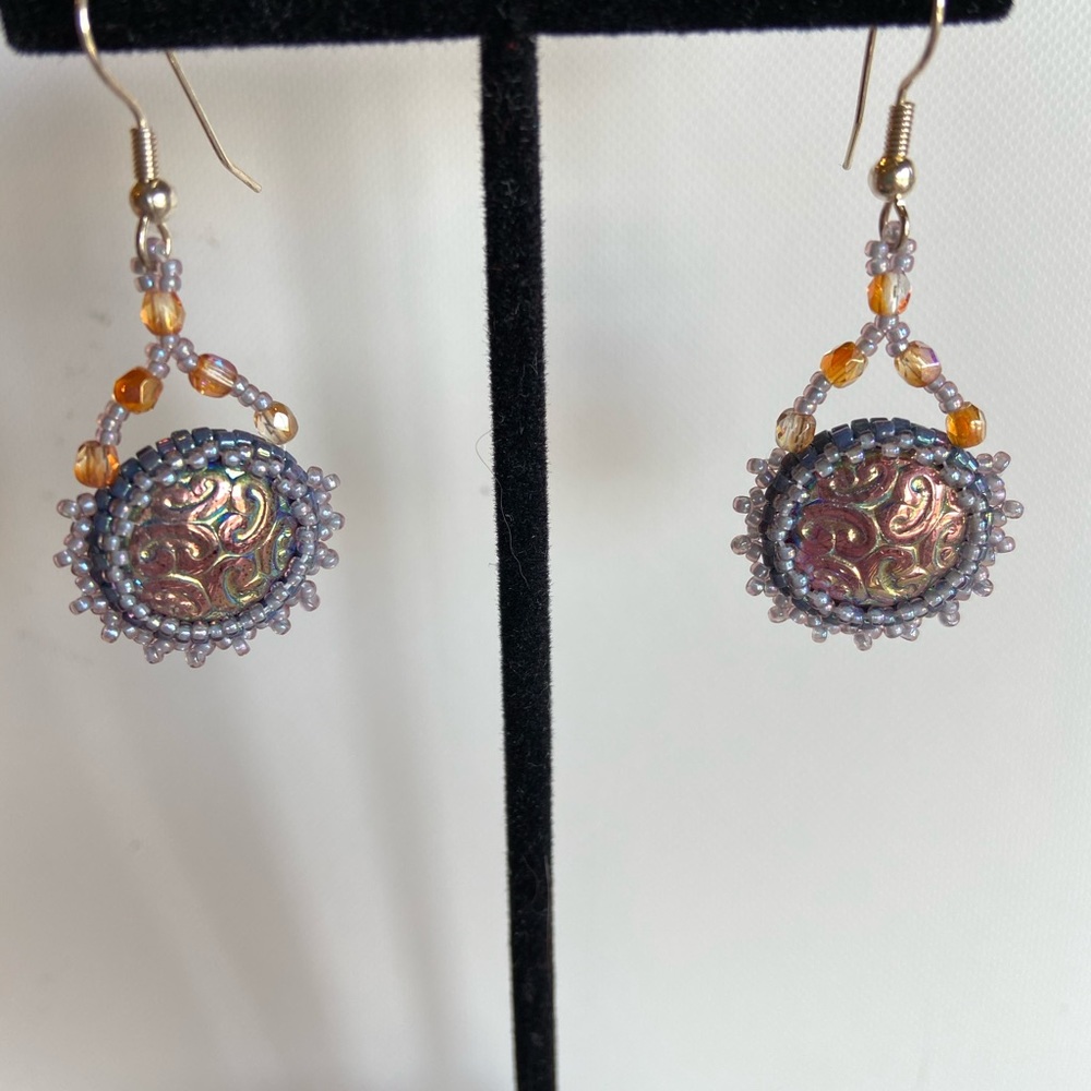 HANDMADE Beaded Boho Statement Earrings - Picture 2 of 3